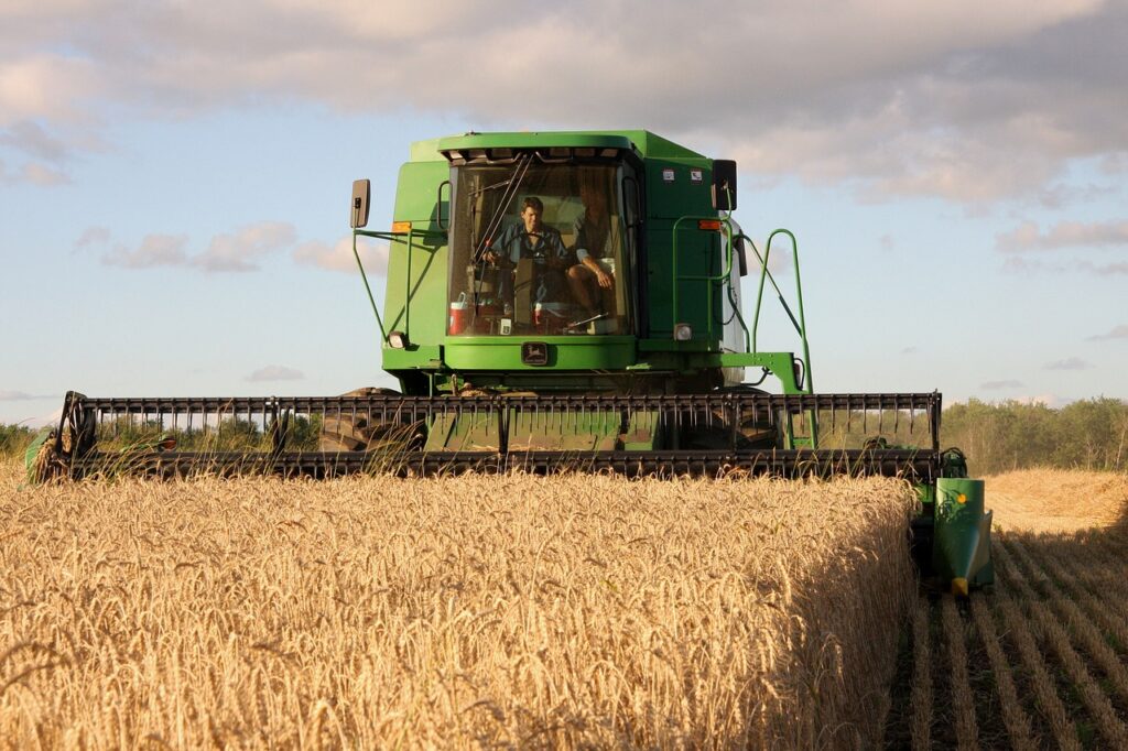 A tractor on a farm